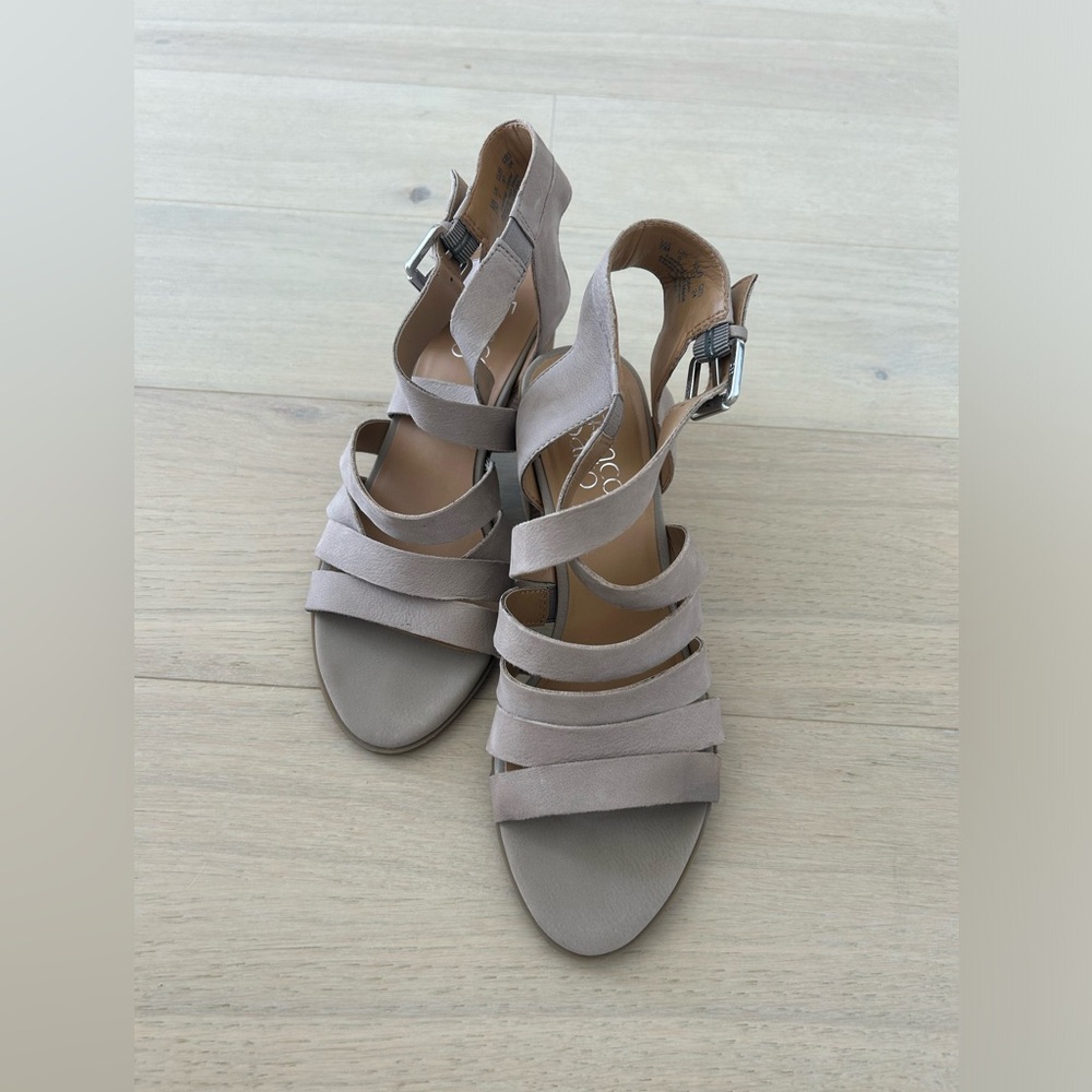 Franco Sarto Leather Taupe Strap Sandal
